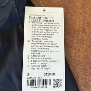 Lululemon Fast and Free HR Tight 25” Pockets